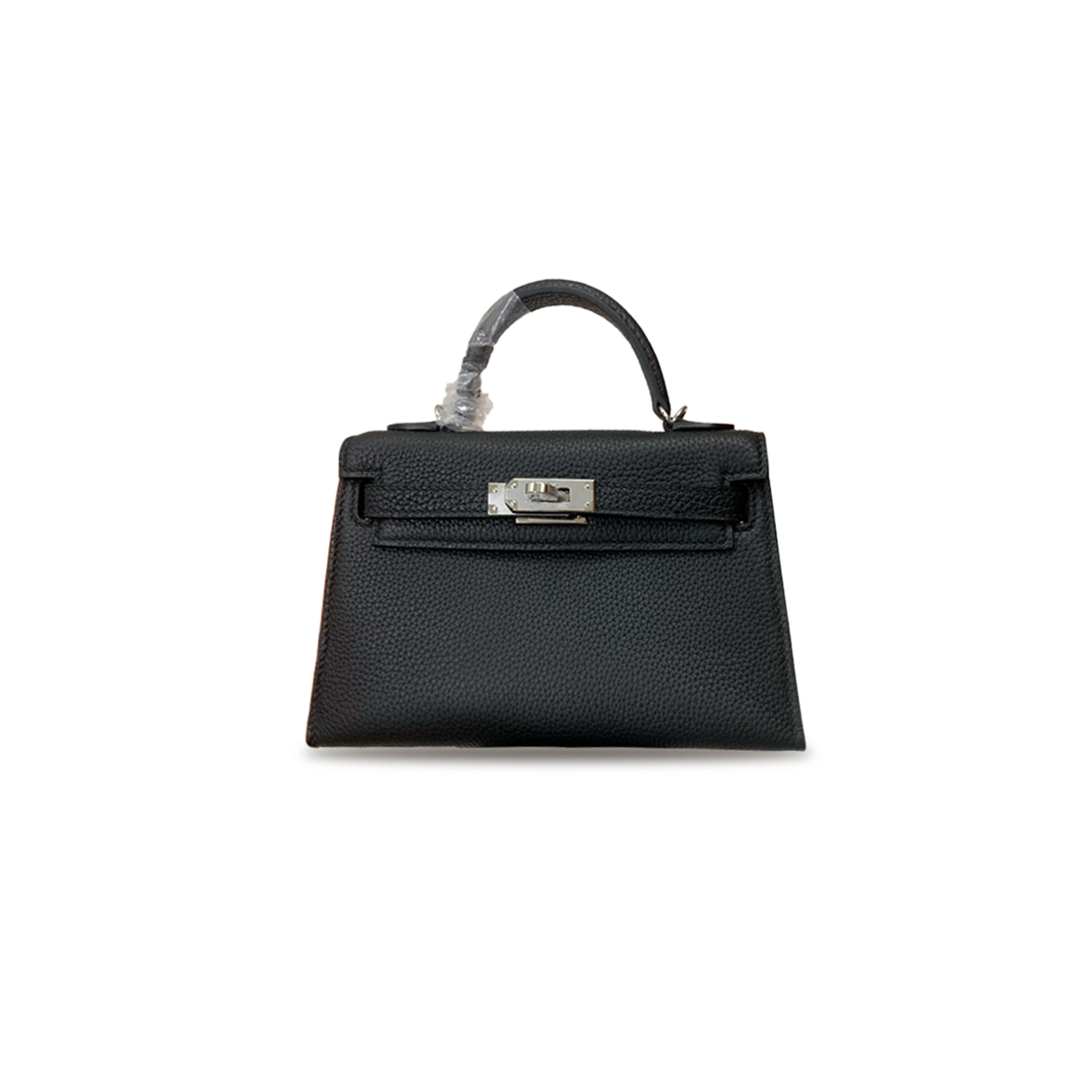 HERMÈS MASTER MINI KELLY II TOGO BLACK SILVER BUCKLE HARDWARE (19*12*5.5cm) 